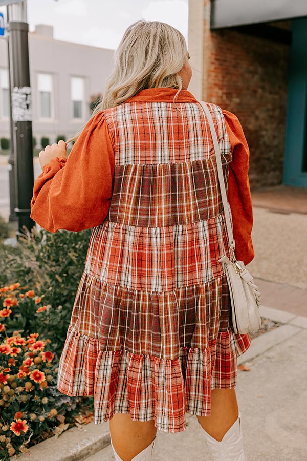 Fall Vibes Plaid Mini Dress Curves - Image 4
