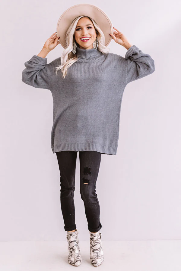 Fallin' For Autumn Knit Sweater In Grey - Image 2