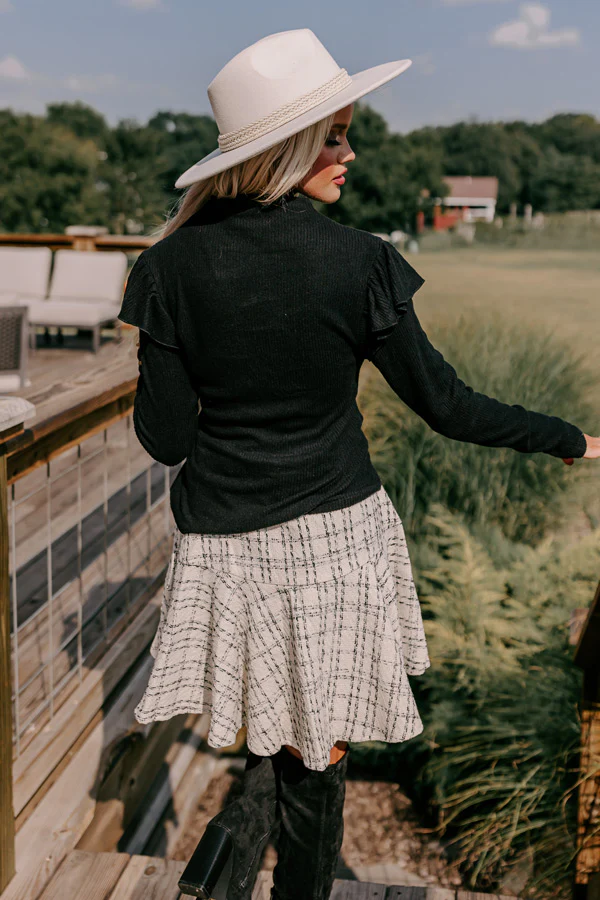 Fashionably Late Ruffle Top in Black - Image 2