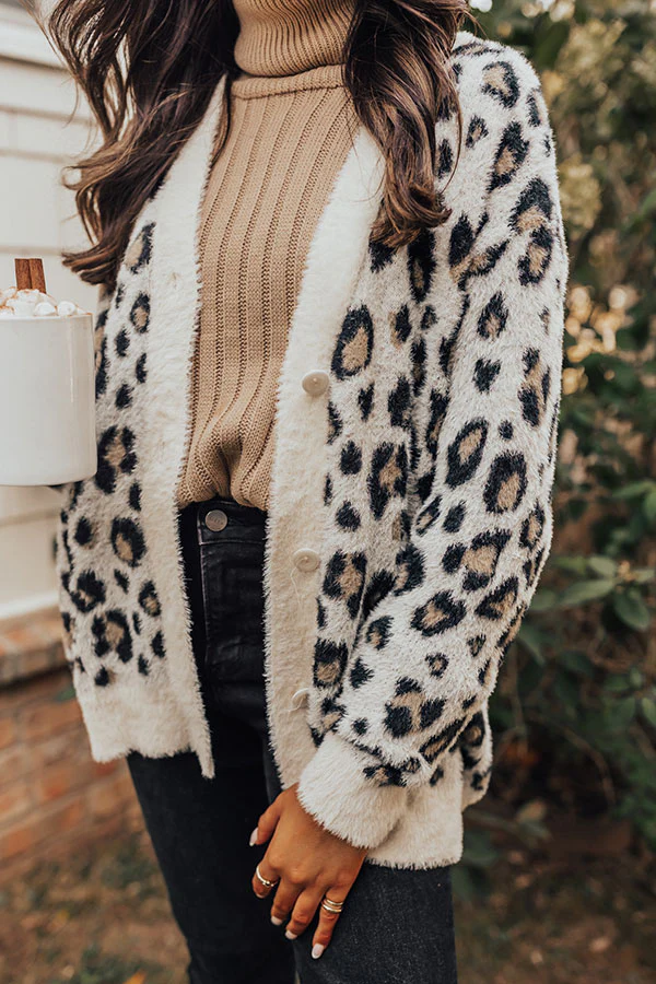 Fawning Over You Ultra Soft Leopard Cardigan In Ivory - Image 3