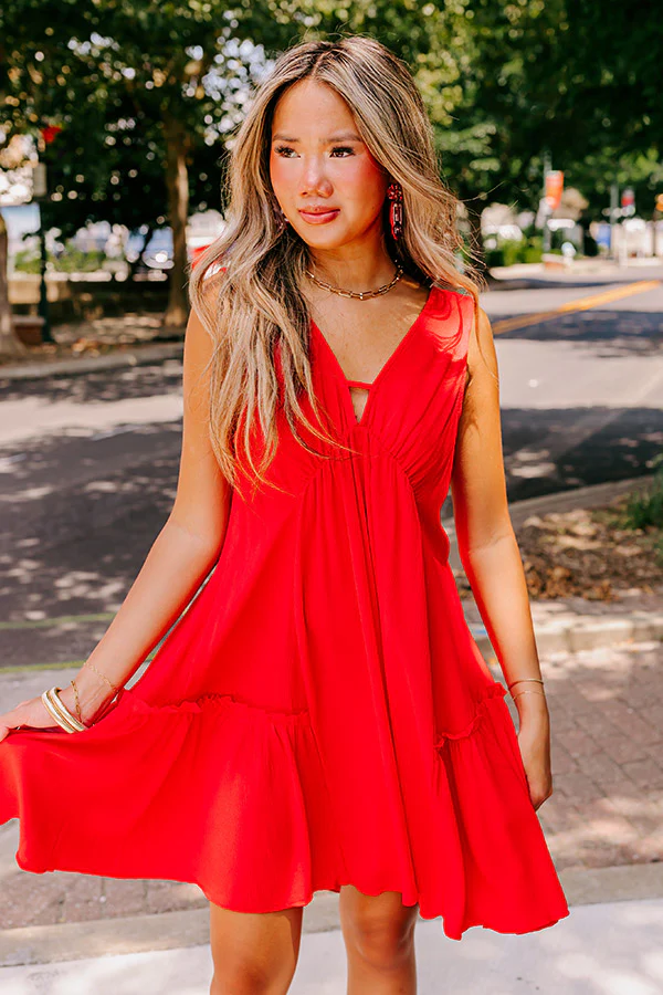Feels Like Love Babydoll Dress In Red - Image 2