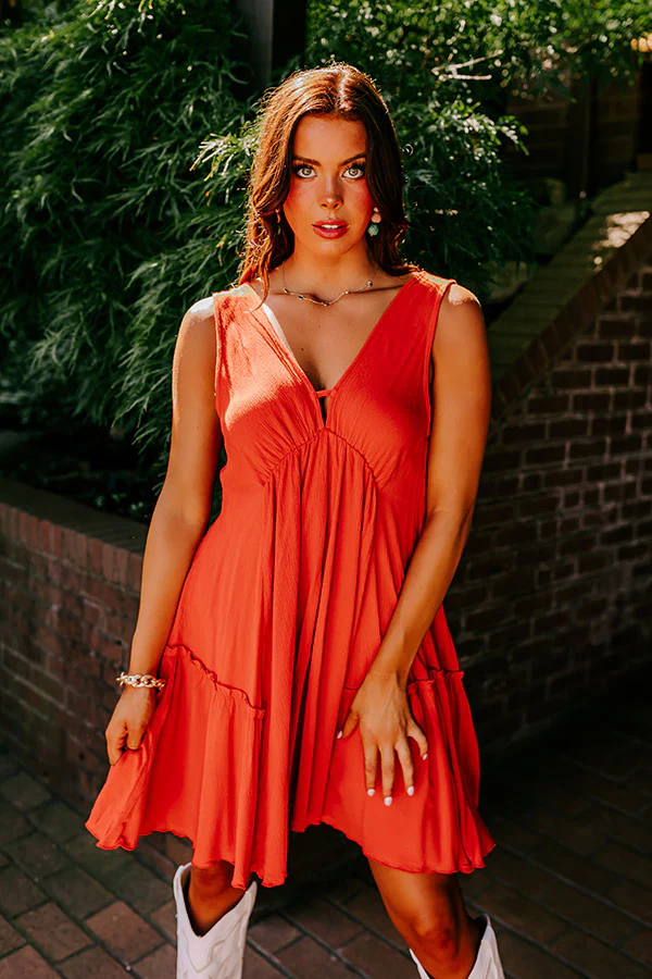 Feels Like Love Babydoll Dress In Rust - Image 8
