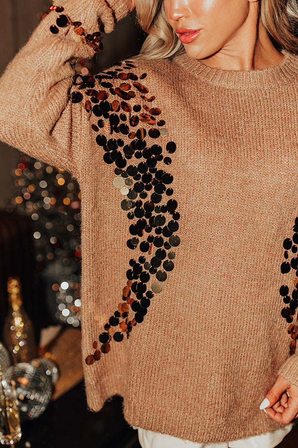 Festival Feels Sequin Sweater in Mocha - Image 5