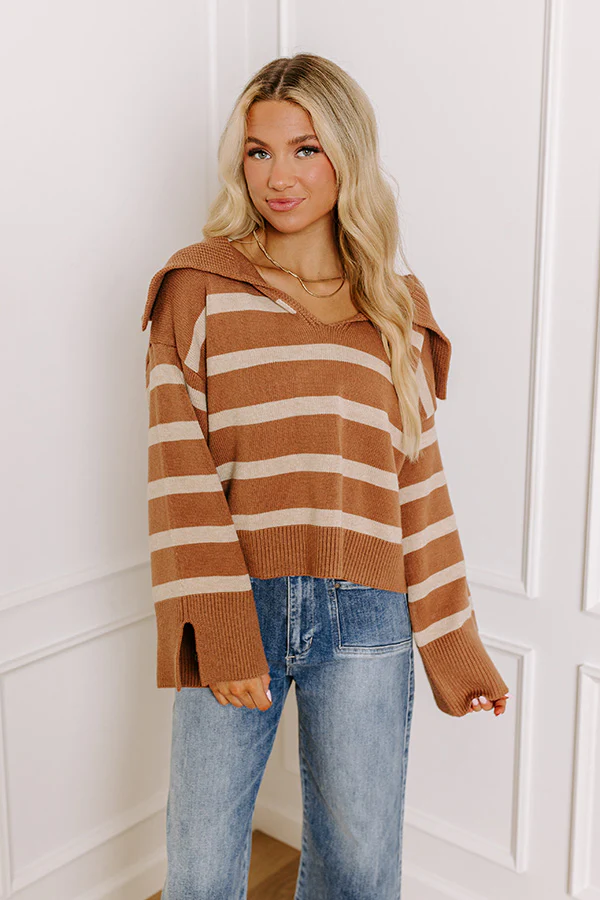 Fill Up Your Cup Stripe Sweater In Iced Mocha - Image 5