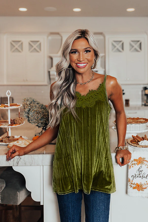 Finding Romance Velvet Tank In Lime