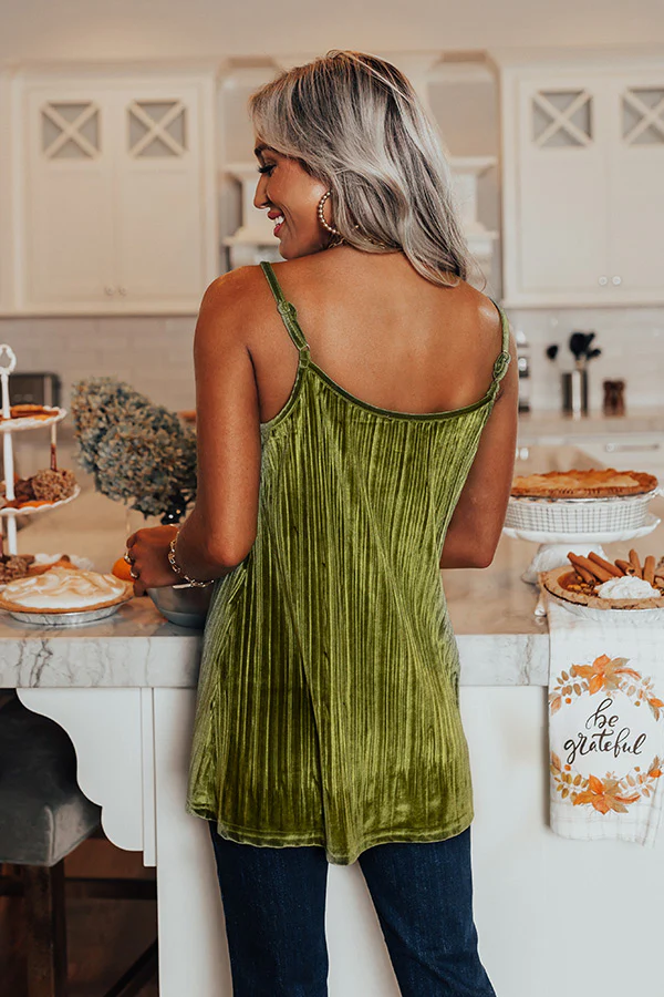 Finding Romance Velvet Tank In Lime - Image 5