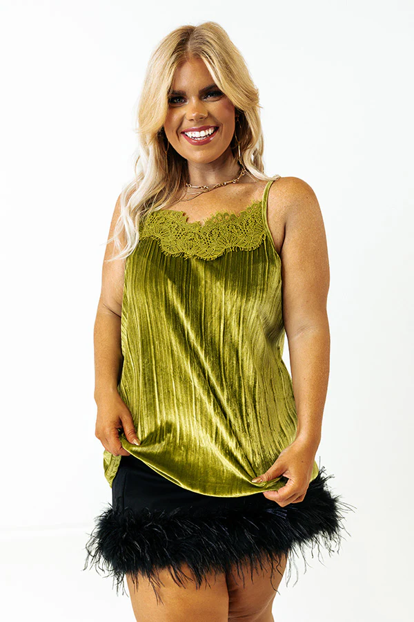 Finding Romance Velvet Tank In Lime Curves - Image 5