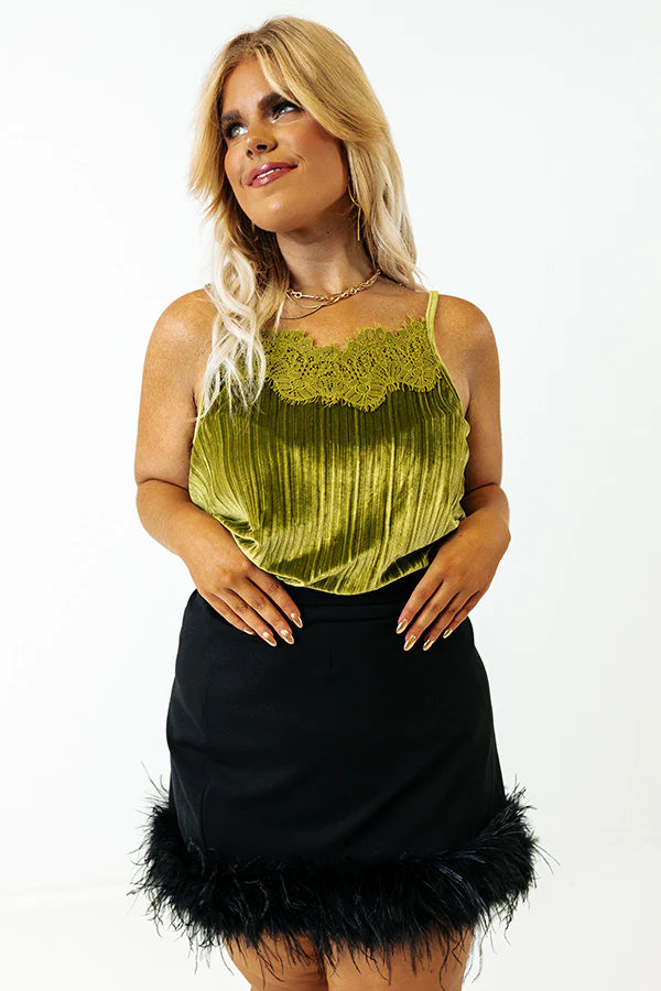 Finding Romance Velvet Tank In Lime Curves - Image 7