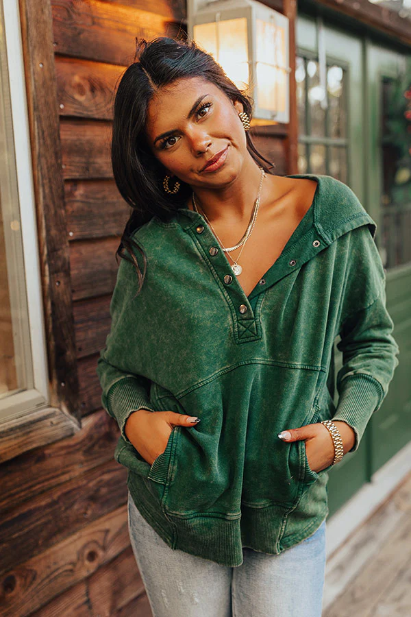 Fireside Comfort Mineral Wash Hoodie In Green - Image 2