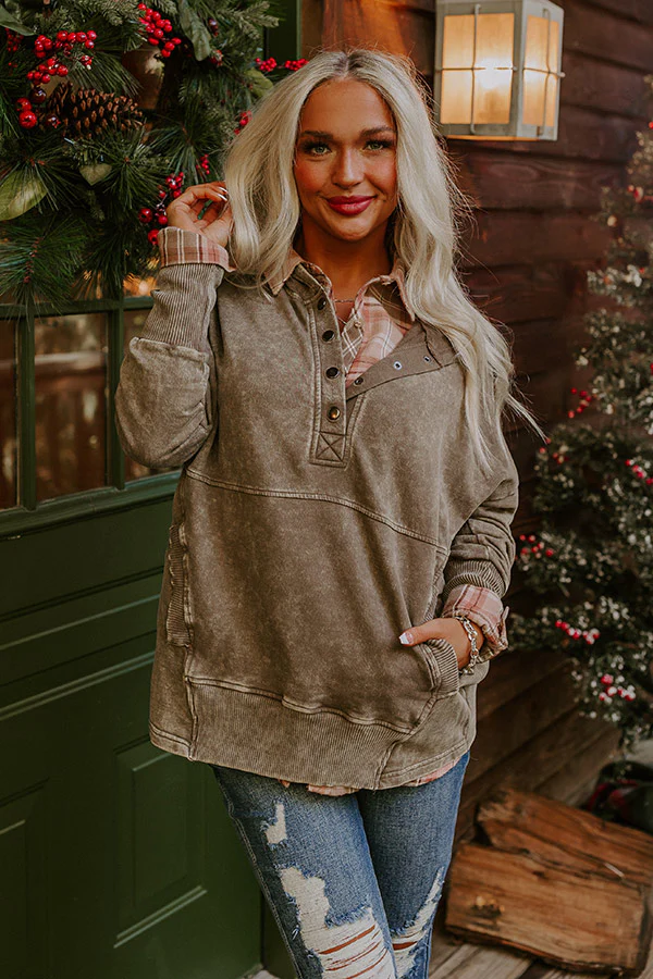 Fireside Comfort Mineral Wash Hoodie In Taupe - Image 2