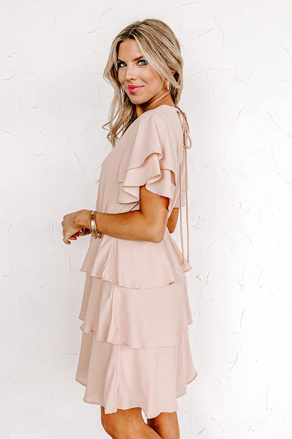 First Flight To London Tier Dress In Iced Latte - Image 3