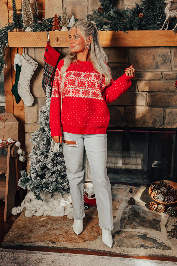 First Snow Feels Knit Sweater in Red - Image 4