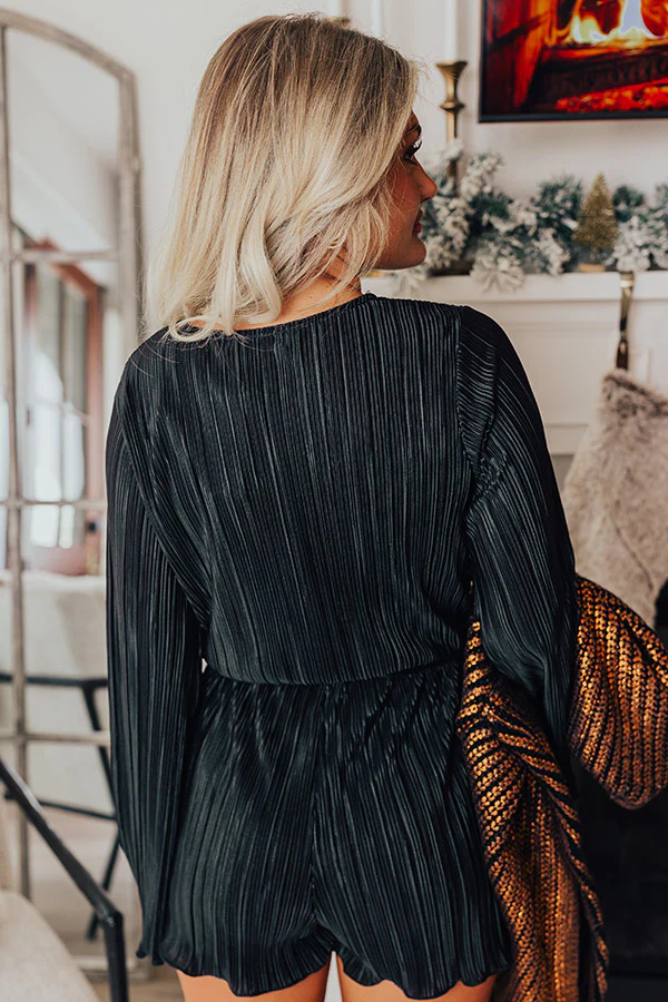 Flirtatious Outing Pleated Romper In Black - Image 4