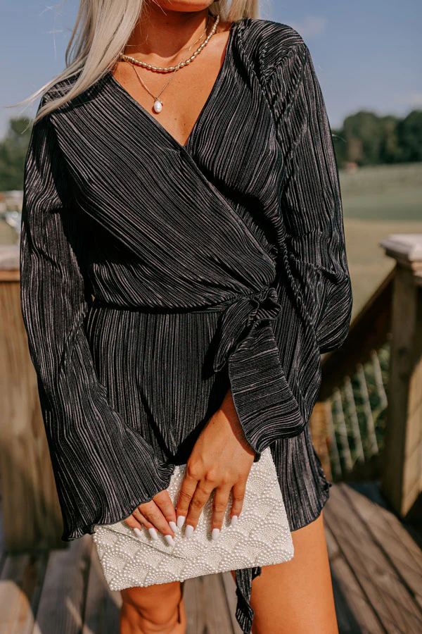 Flirtatious Outing Pleated Romper In Black - Image 5