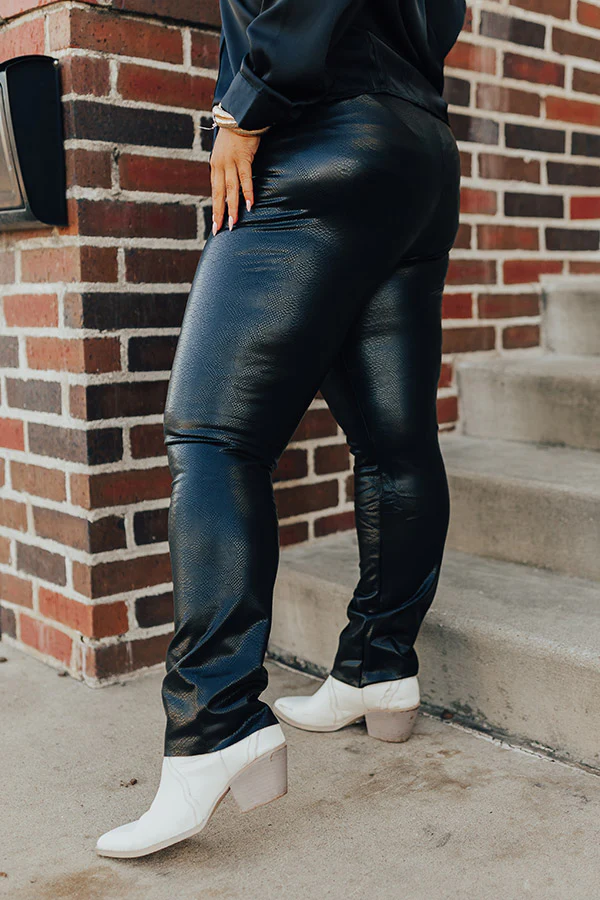 Flirty Allure High Waist Faux Leather Legging in Black Curves - Image 4