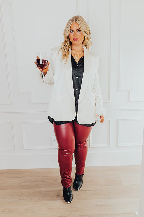 Flirty Allure High Waist Faux Leather Legging in Wine Curves - Image 3