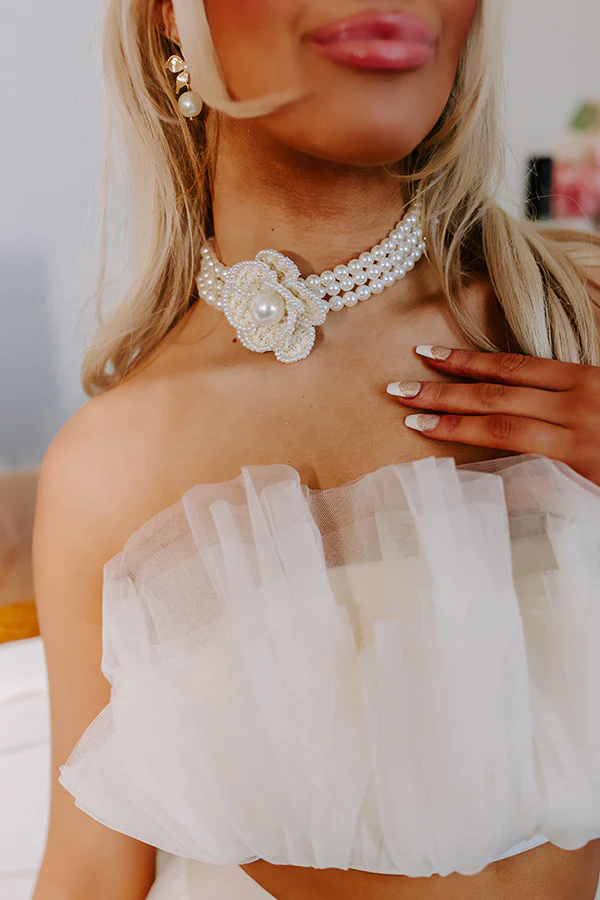 Floral Statement Pearl Choker In Ivory - Image 2