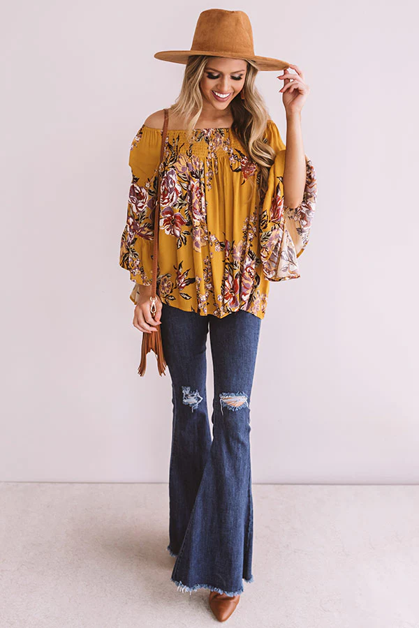 Floral Thrill Off Shoulder Top In Primrose Yellow - Image 2