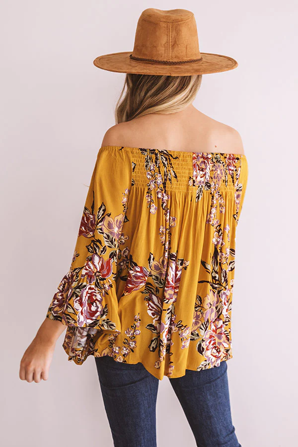 Floral Thrill Off Shoulder Top In Primrose Yellow - Image 6