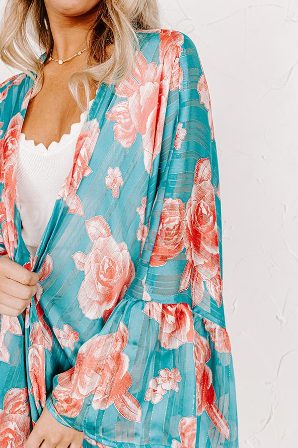 Forgotten Paradise Floral Overlay In Turquoise - Image 2