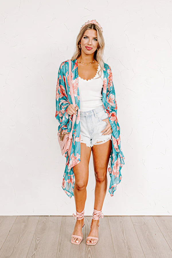 Forgotten Paradise Floral Overlay In Turquoise - Image 4