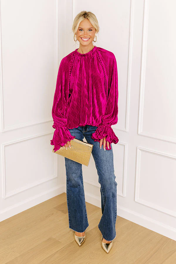Found Your Love Pleated Top In Berry - Image 2
