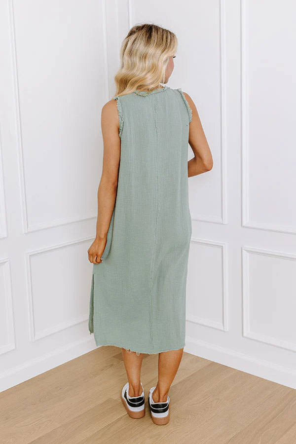 Free Spirited Frayed Midi in Sage - Image 3