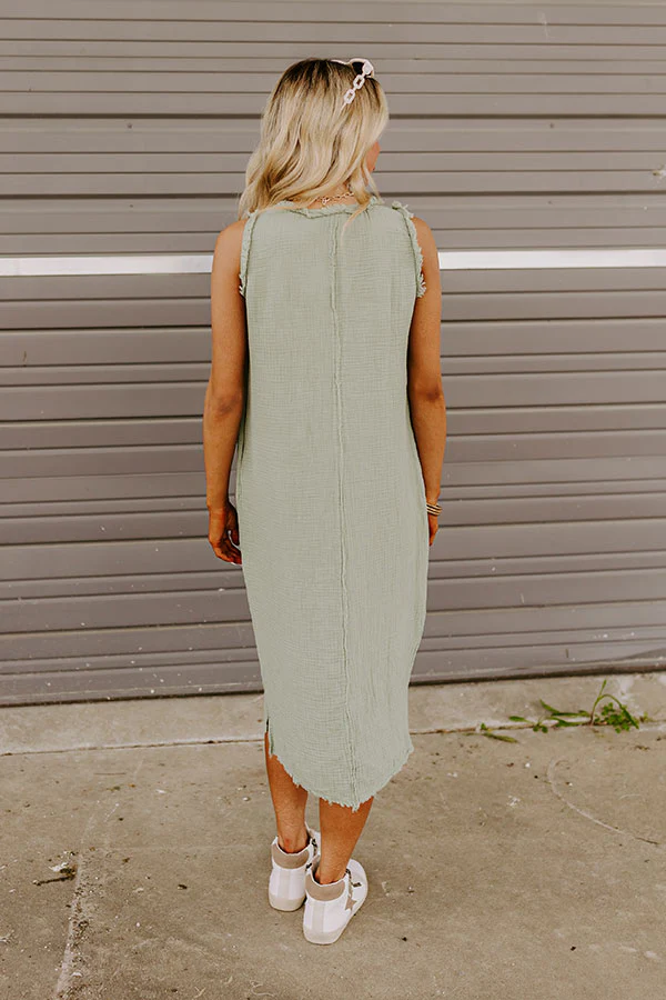 Free Spirited Frayed Midi in Sage - Image 6