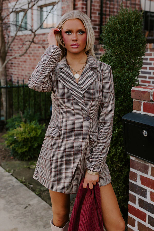 Front Row At Fashion Week Houndstooth Romper In Brown - Image 6