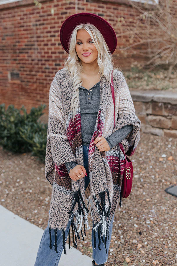 Frozen Lake Ultra Soft Poncho In Iced Latte - Image 2