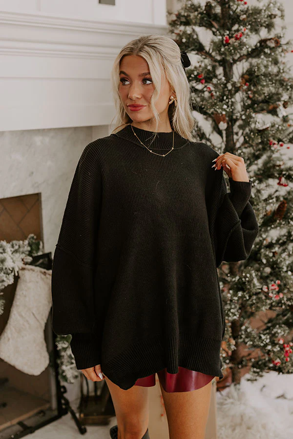 Full Of Warmth Tunic Sweater In Black - Image 3
