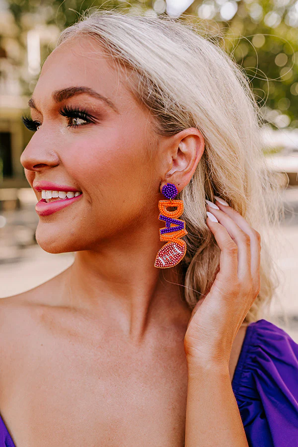 Game Day Beaded Earrings In Orange - Image 4