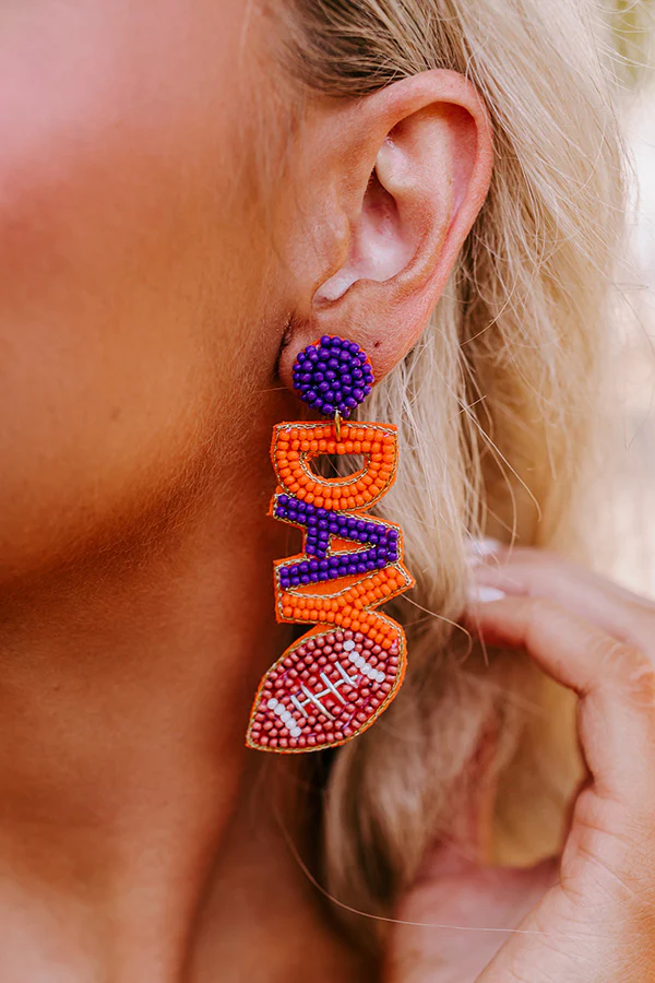 Game Day Beaded Earrings In Orange - Image 5