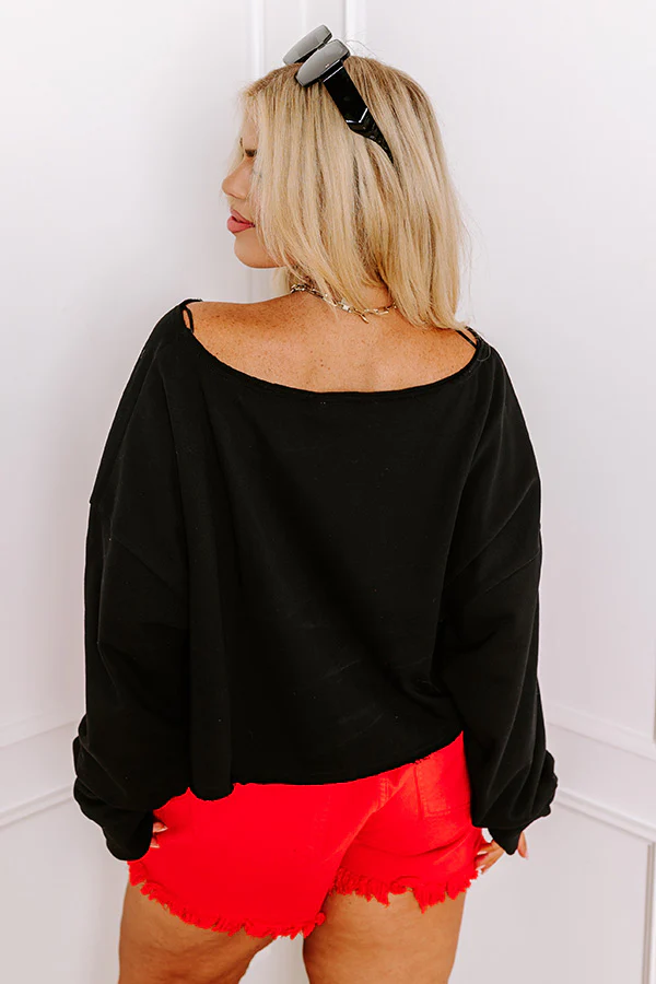 Game Day Crop Sweatshirt in Black/Red Curves - Image 4