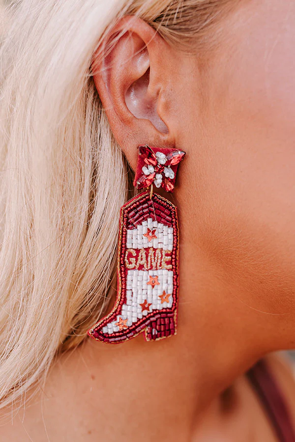 Game Day Down South Earrings In Maroon - Image 3