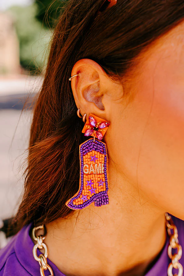 Game Day Down South Earrings In Orange - Image 2