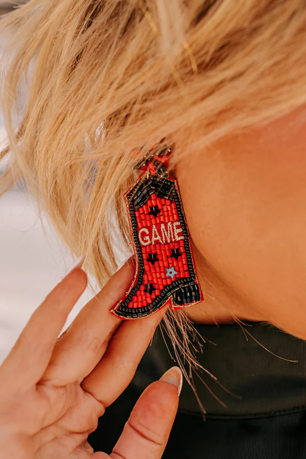 Game Day Down South Earrings In Red - Image 3