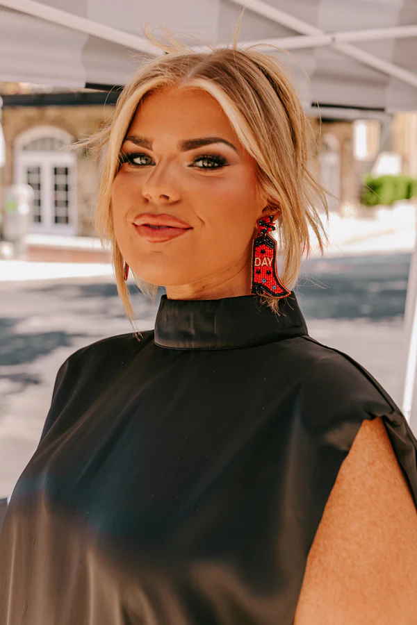 Game Day Down South Earrings In Red - Image 4