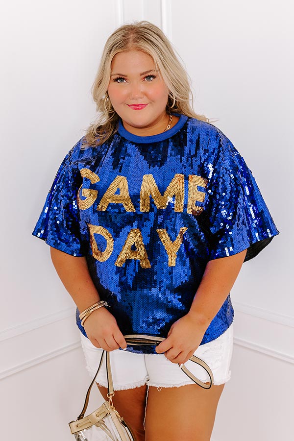 Gameday Sequin Tunic in Blue Curves - Image 5