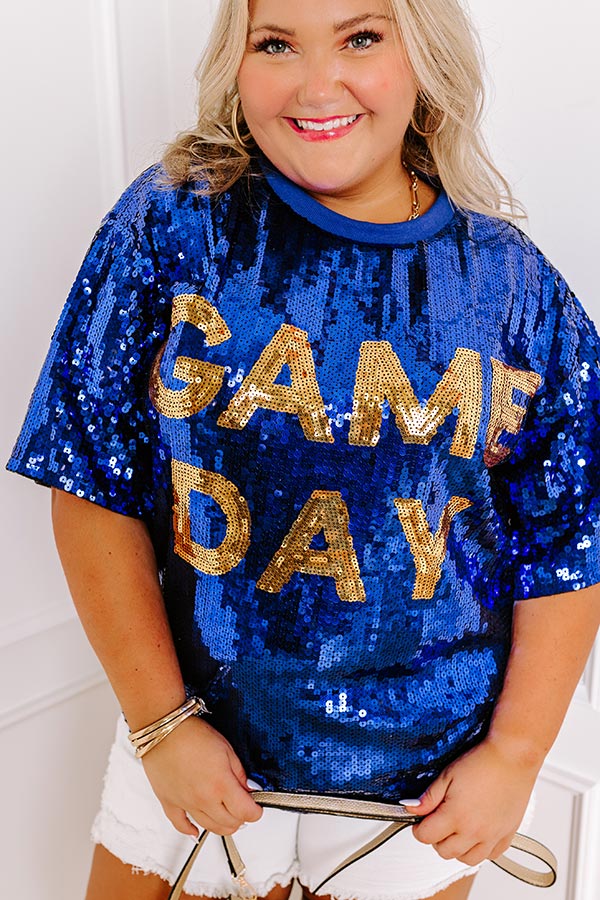 Gameday Sequin Tunic in Blue Curves - Image 6