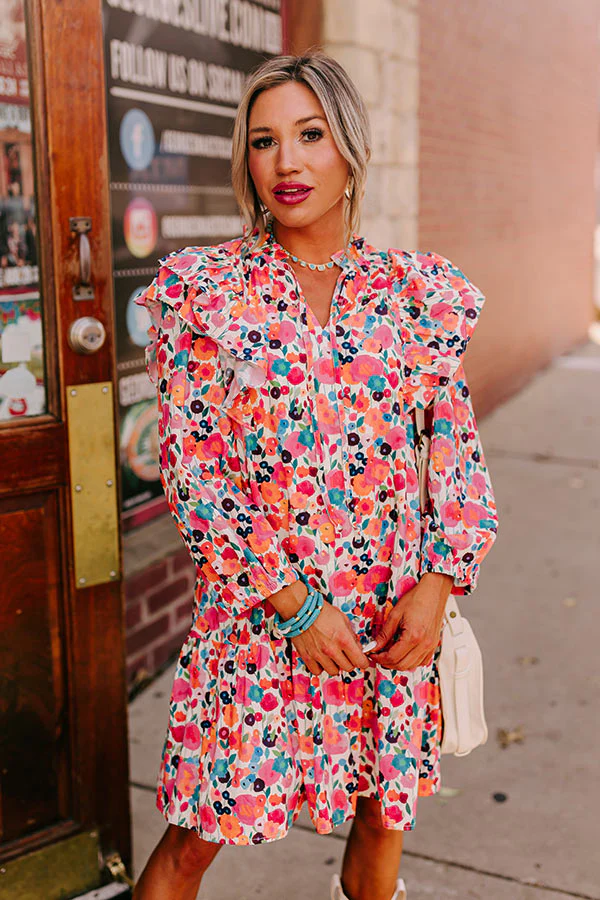 Garden Gathering Shift Dress In Pink - Image 3