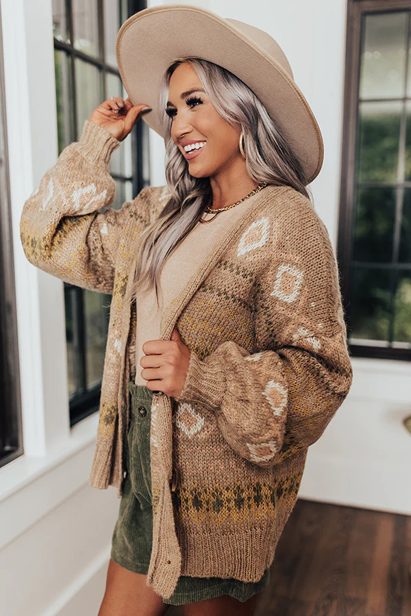 Gave You My Heart Knit Cardigan In Warm Taupe - Image 7