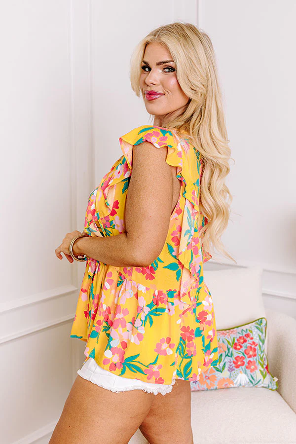 Get The Scoop Floral Ruffle Top Curves - Image 3