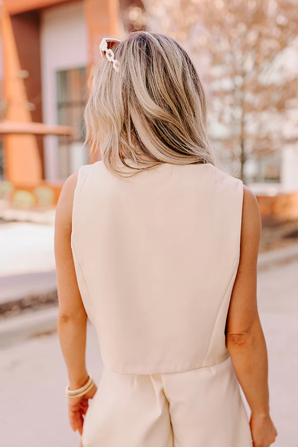 Girl Boss Crop Vest in Champagne - Image 3