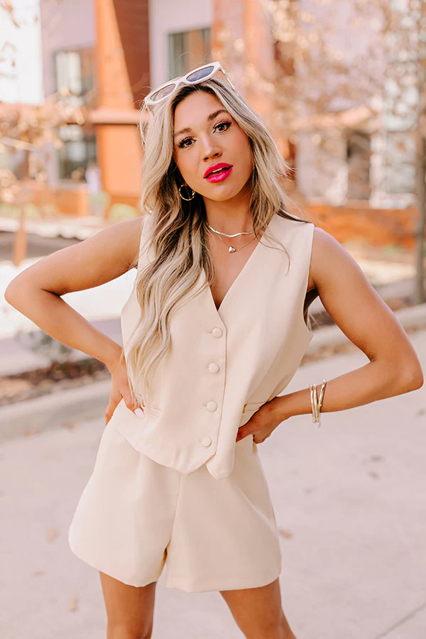 Girl Boss Crop Vest in Champagne - Image 4