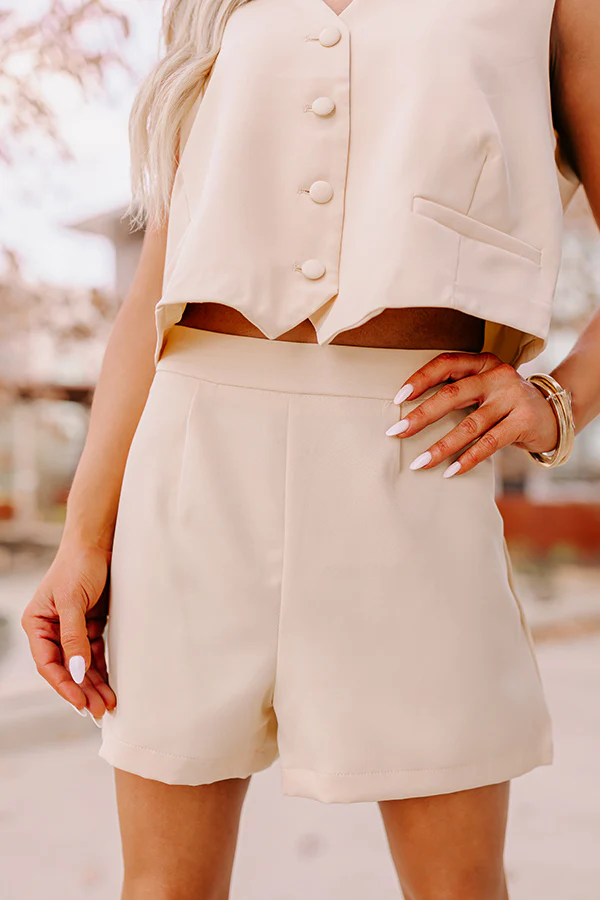 Girl Boss High Waist Shorts in Champagne - Image 3