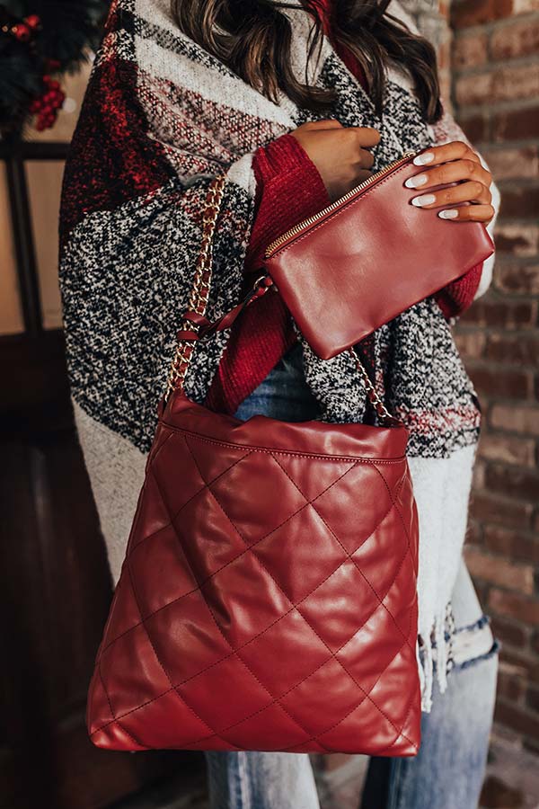 Girls Getaway Faux Leather Tote In Wine - Image 4