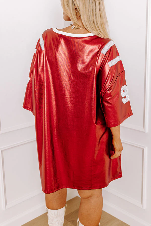 Go Number 97 Faux Leather Mini Dress in Red Curves - Image 4