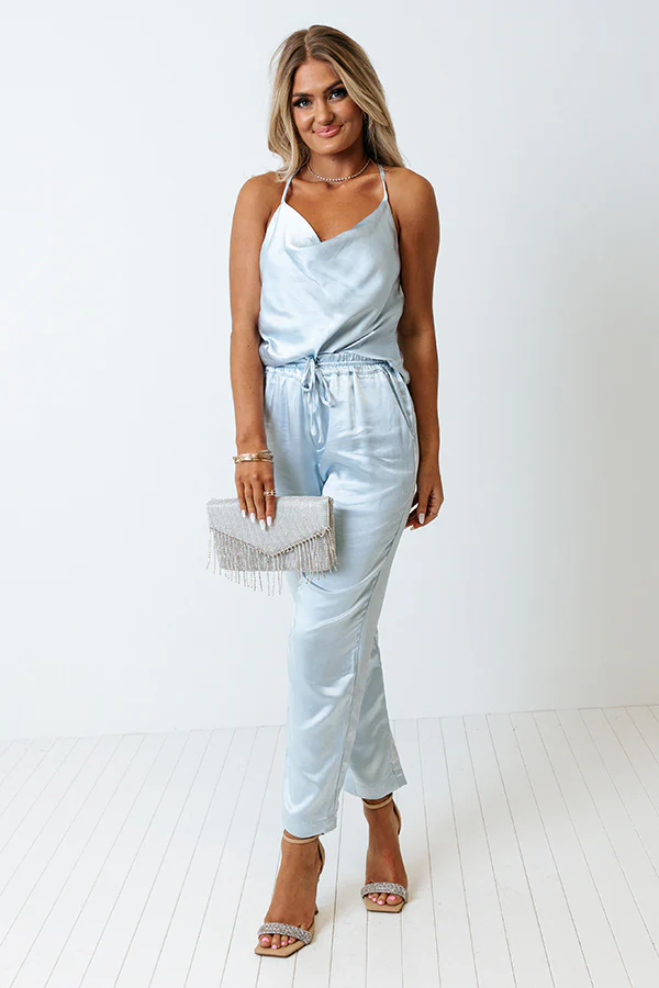 Go To Glam Satin Pants In Sky Blue - Image 4