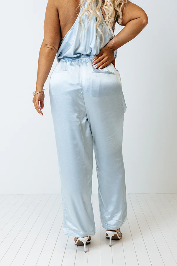 Go To Glam Satin Pants In Sky Blue Curves - Image 5
